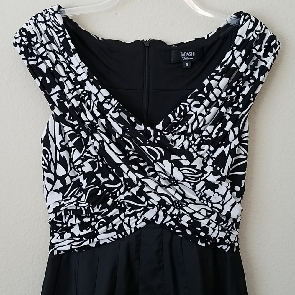 Tadashi Black Cocktail Dress Floral Bodice Size 8 - Picture 2 of 8